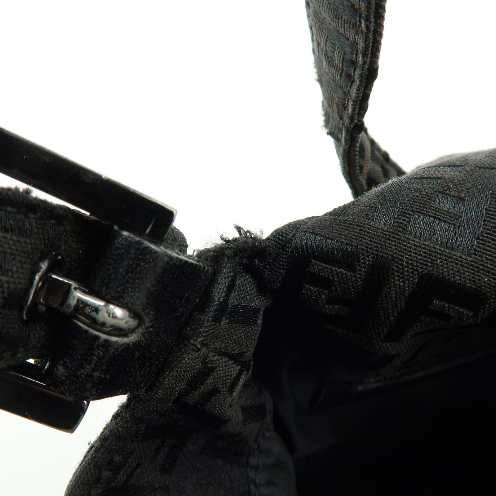 FENDI Zuccino Canvas Mamma Baguette Shoulder Bag Black 8BR001