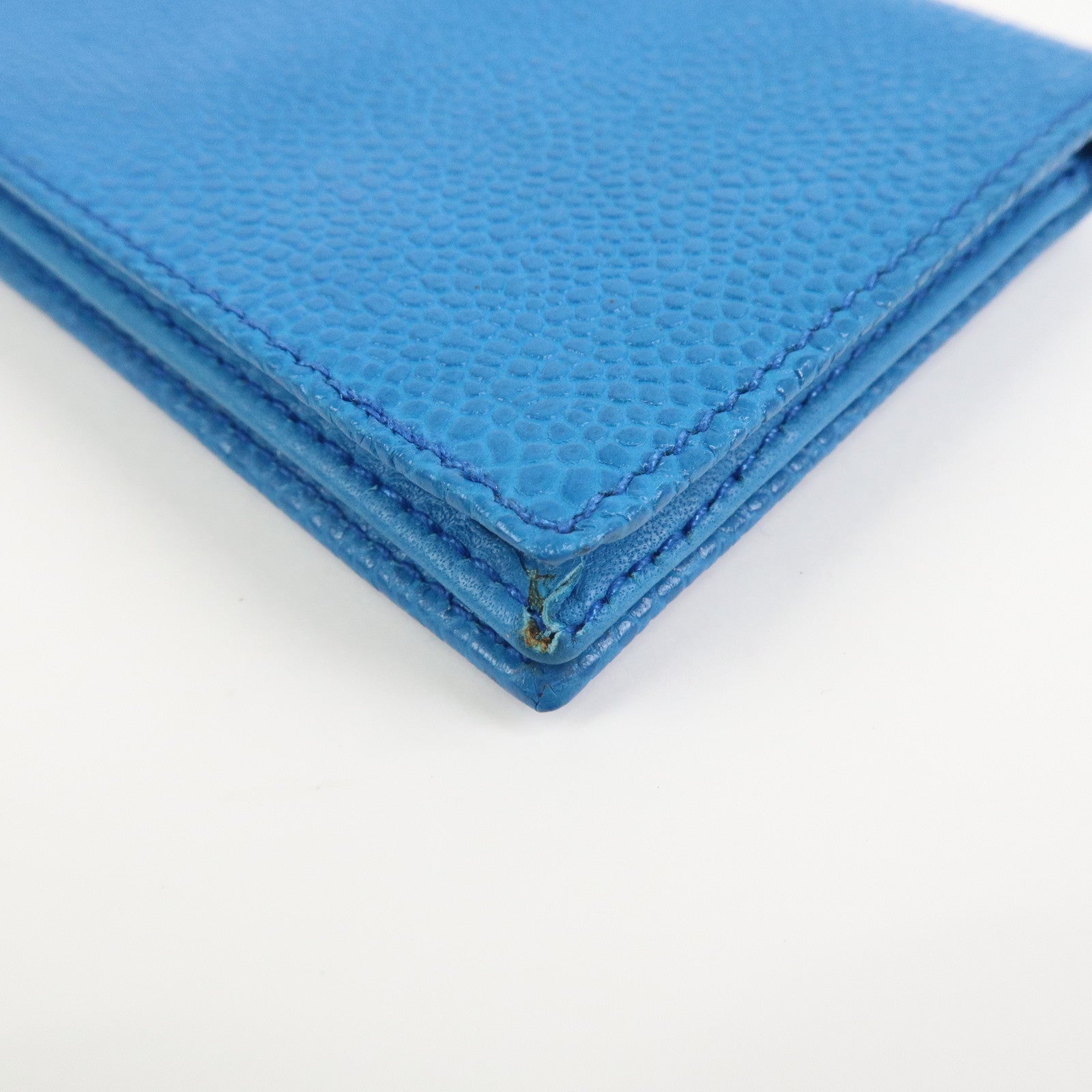 CHANEL COCO Mark Caviarskin Card Case Card Holder Blue