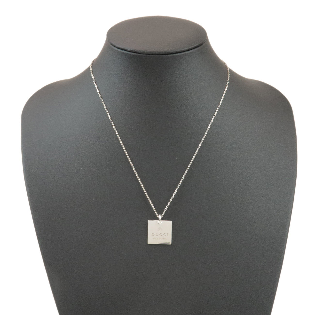 GUCCI Logo Plate Necklace SV925 Silver