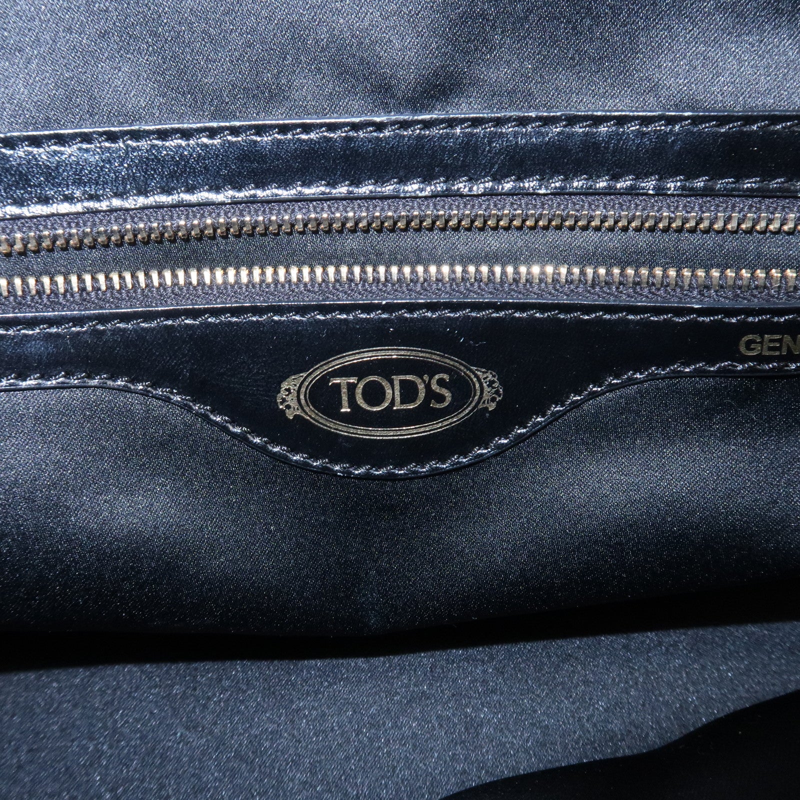 TOD’S D Cube Leather 2 Way Bag Hand Bag Shoulder Bag Black Gold