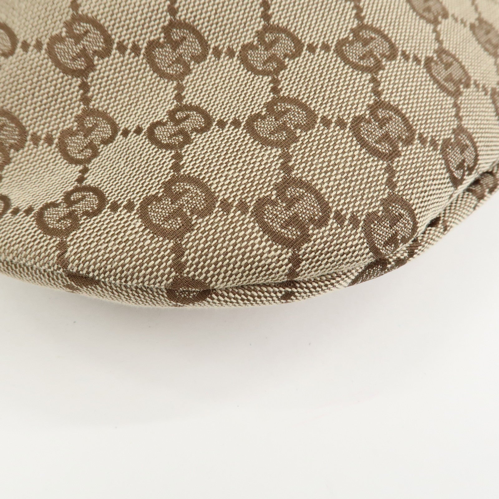 GUCCI Bamboo GG Canvas Leather Hand Bag Brown Light Blue 124297