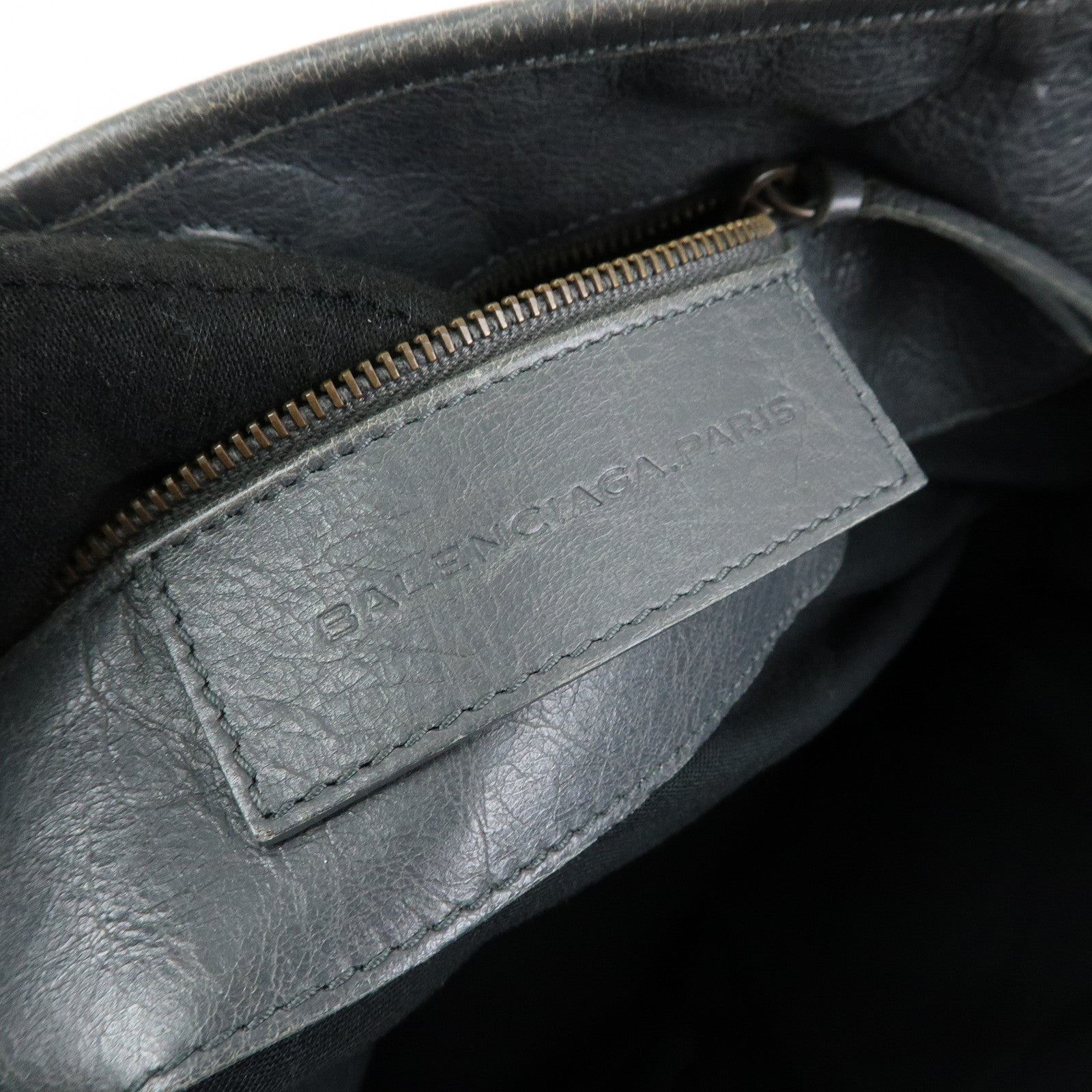 BALENCIAGA The Sunday Leather Tote Bag Hand Bag Gray 228750