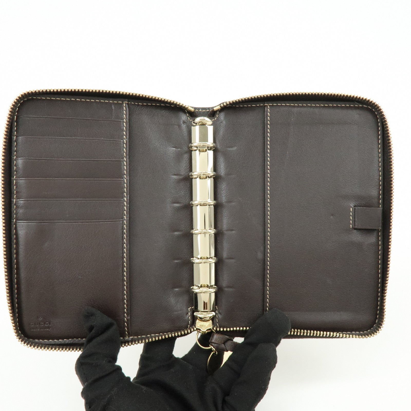 GUCCI Gucciori Leather GG Canvas Agenda Cover Beige Brown 233152