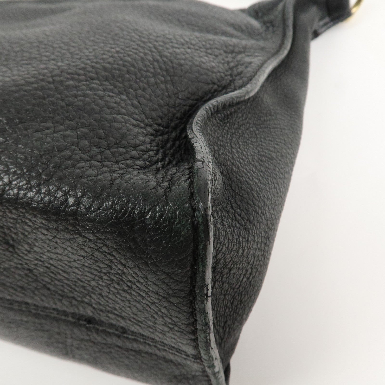 CHANEL Logo Leather Shoulder Bag Hand Bag Black