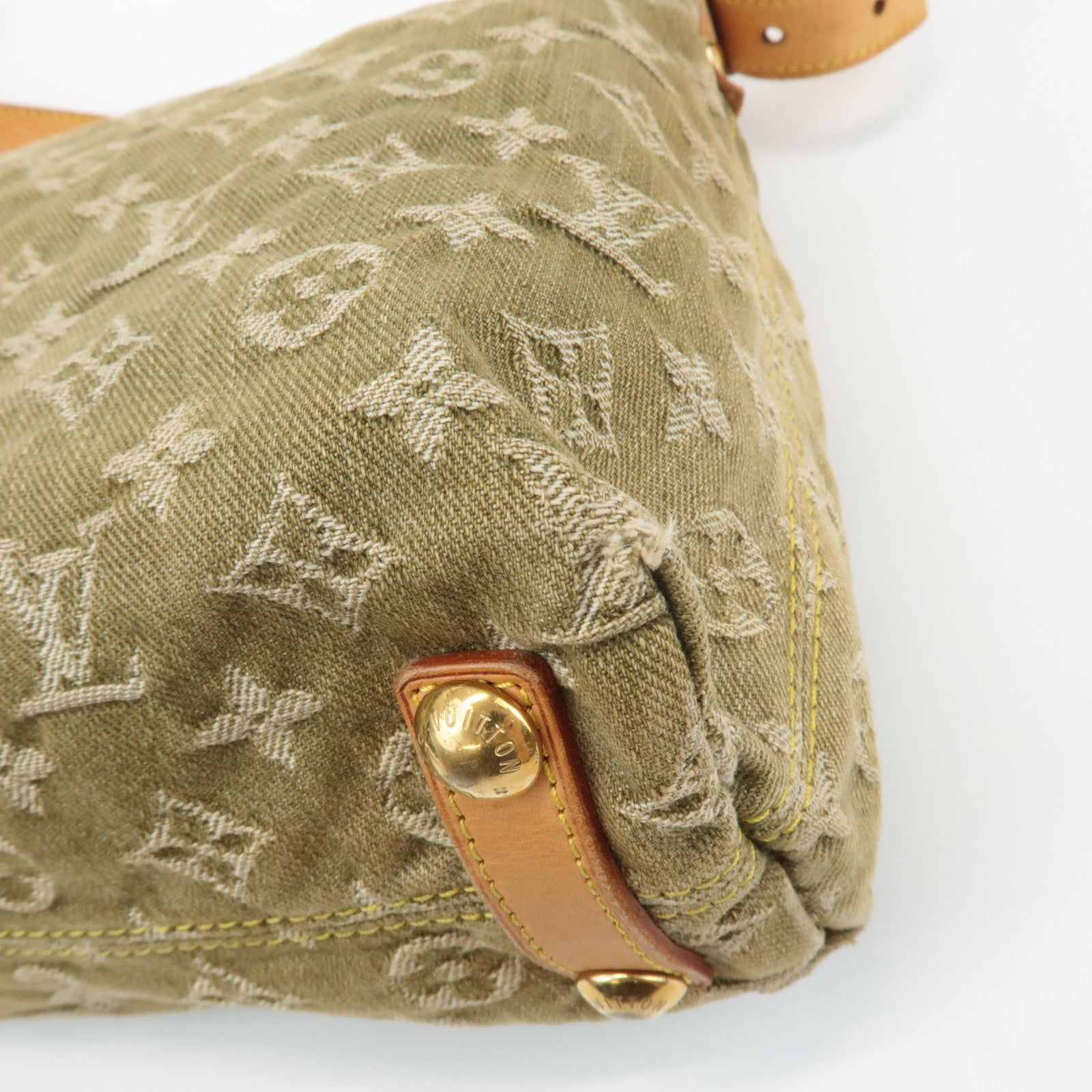 Louis Vuitton Monogram Denim Baggy PM 2Way Shoulder Bag Khaki M95213 Used