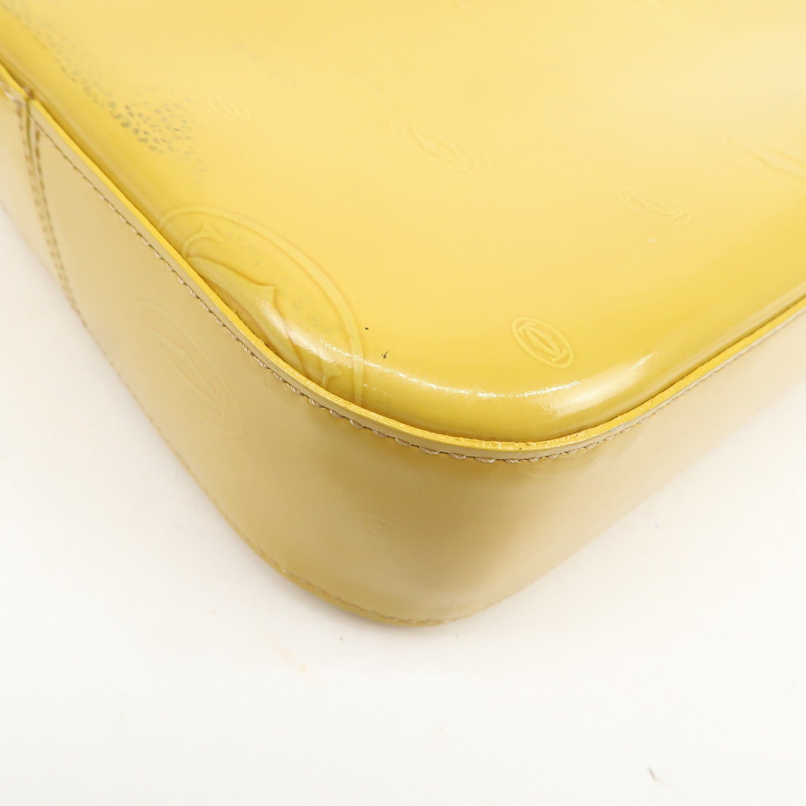 Cartier Happy Birthday Patent Leather Shoulder Bag Hand Bag Yellow