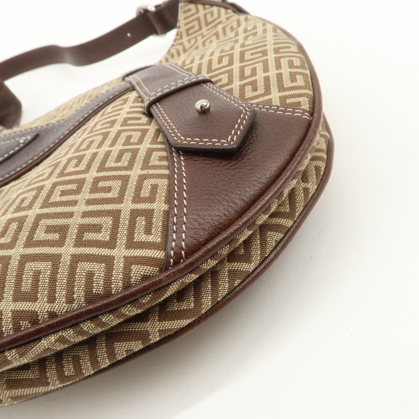 GIVENCHY 4G Logo Canvas Leather Hand Bag Shoulder Bag Beige Brown