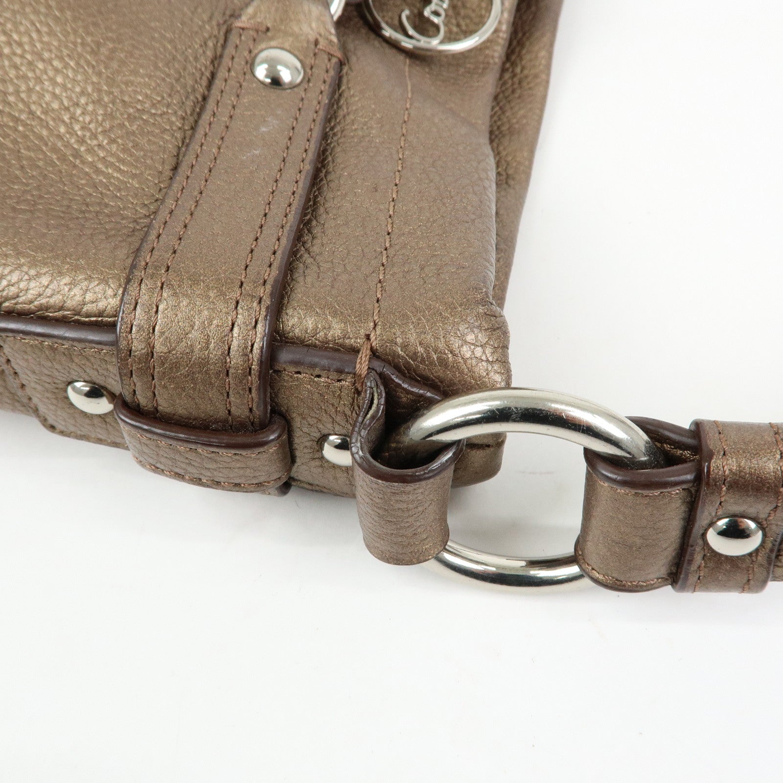 COACH Set of 2 Canvas Leather Shoulder Bag Brown Bronze