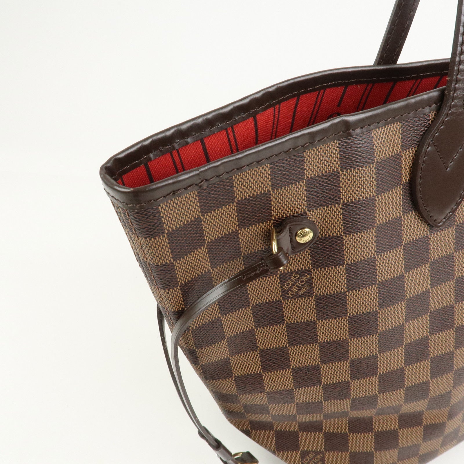 Louis Vuitton Damier Ebene Neverfull MM Tote Bag Cerise N41358