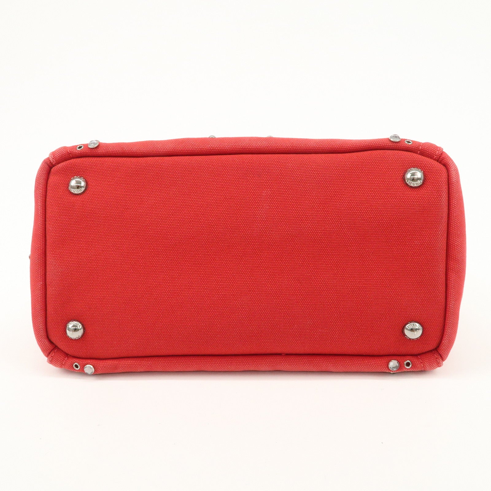 PRADA Canapa Mini Canvas Hand Bag Castilian Red BN2439