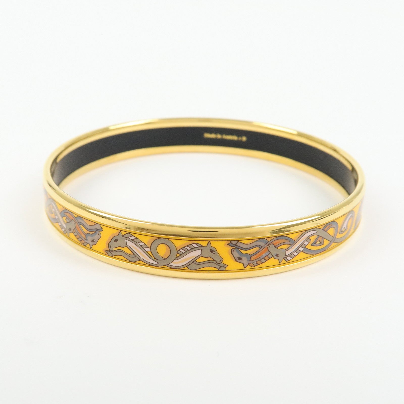 HERMES Email PM Plated Bracelet Bangle Gold Yellow