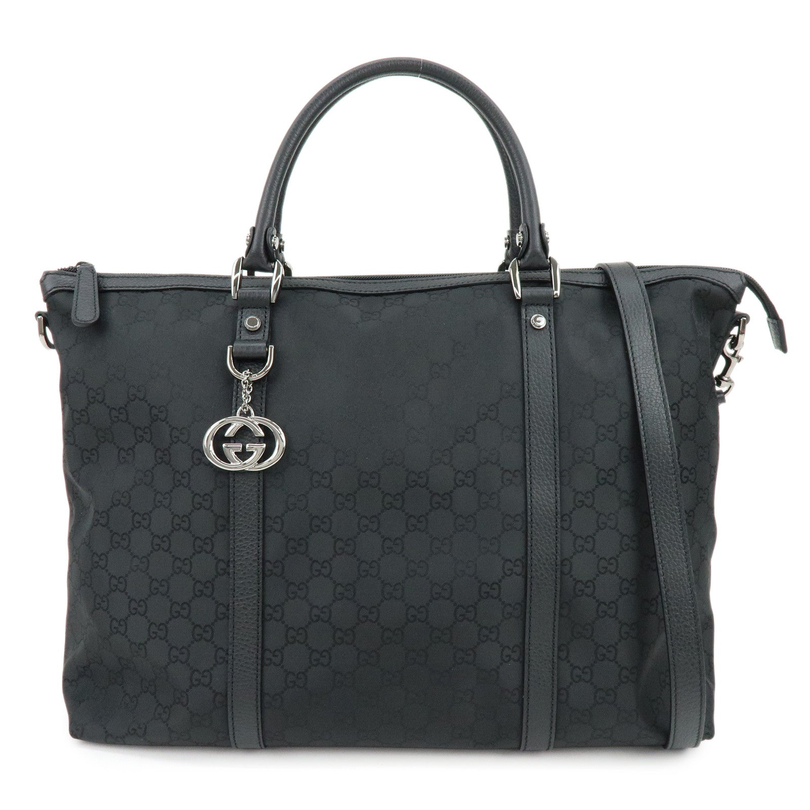 GUCCI Interlocking G Nylon Leather 2Way Hand Shoulder Bag 339550