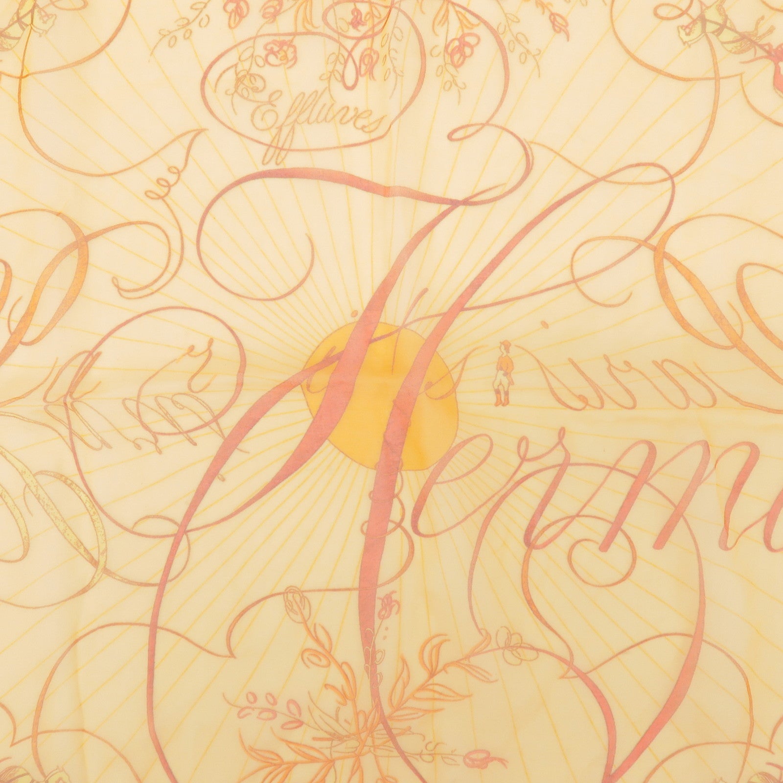 HERMES Carre 45 Silk 100% Scarf EFFLUVES Orange