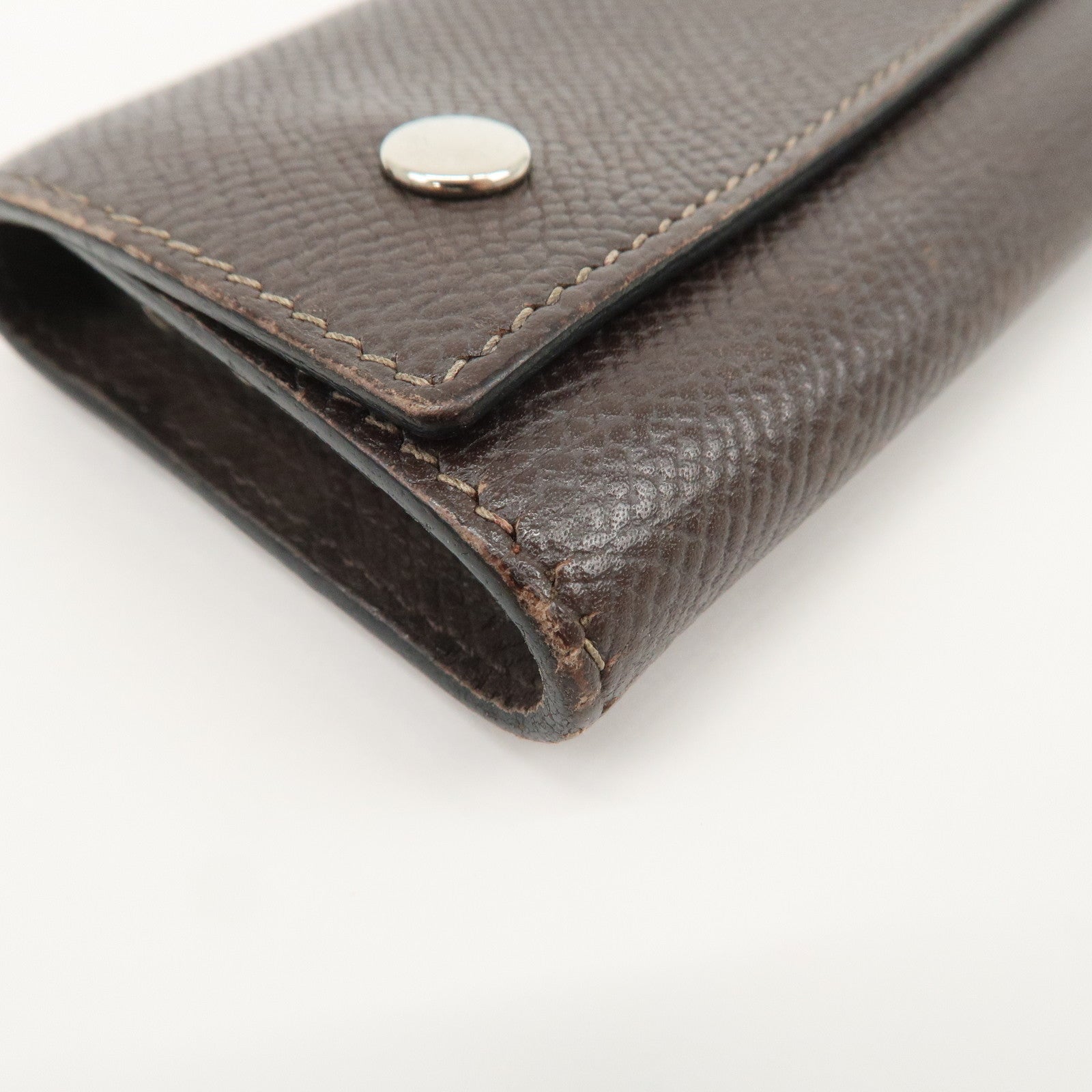 HERMES Etui Cles 4 Veau Epsom Leather L Stamped Key Case Dark Brown