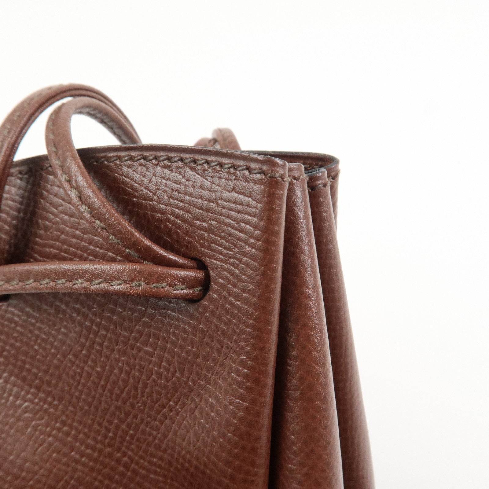 HERMES Vespa Courchevel Calf Leather □A Stamped Pouch Hand Bag