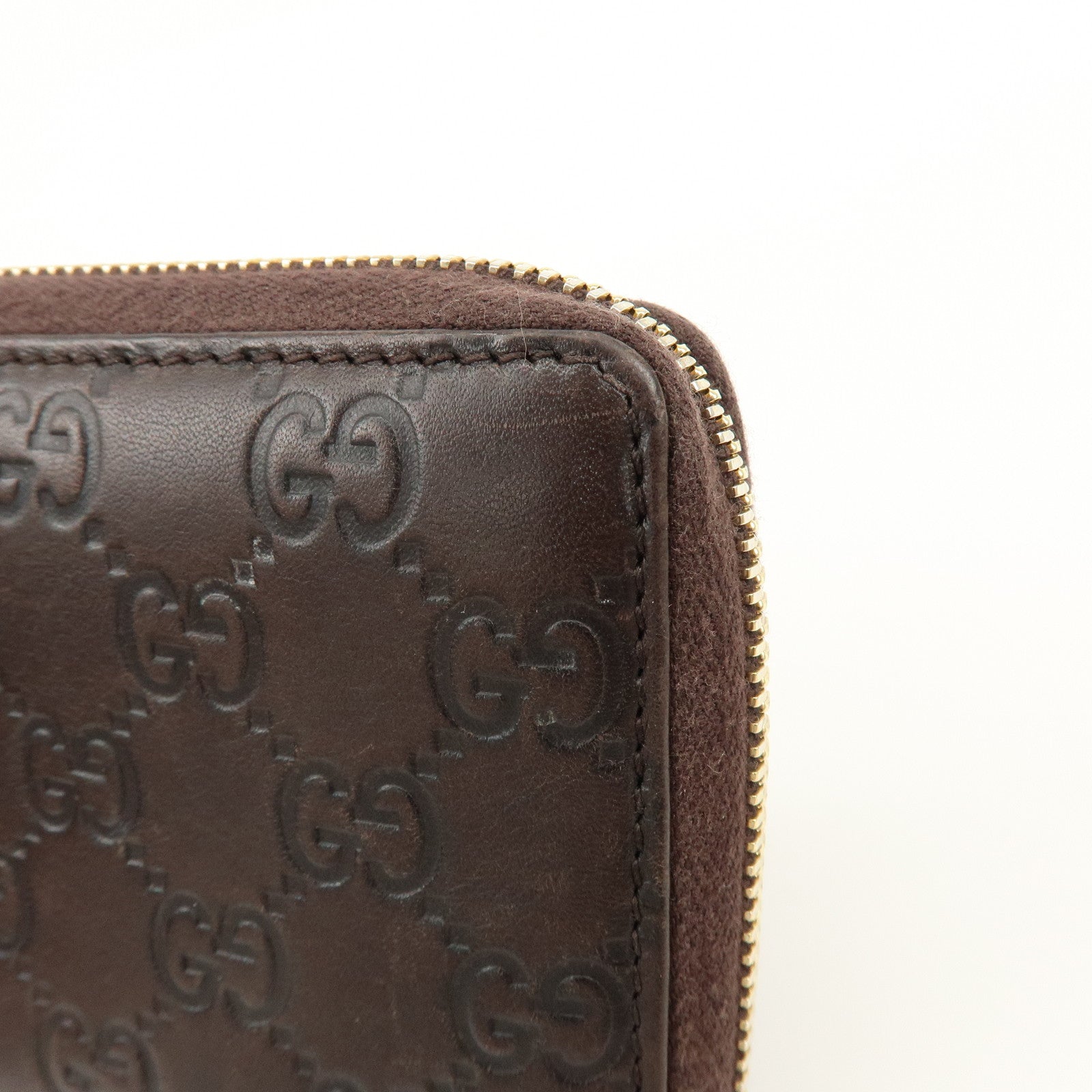 GUCCI Guccissima Leather Round Zippy Long Wallet Dark Brown 112724