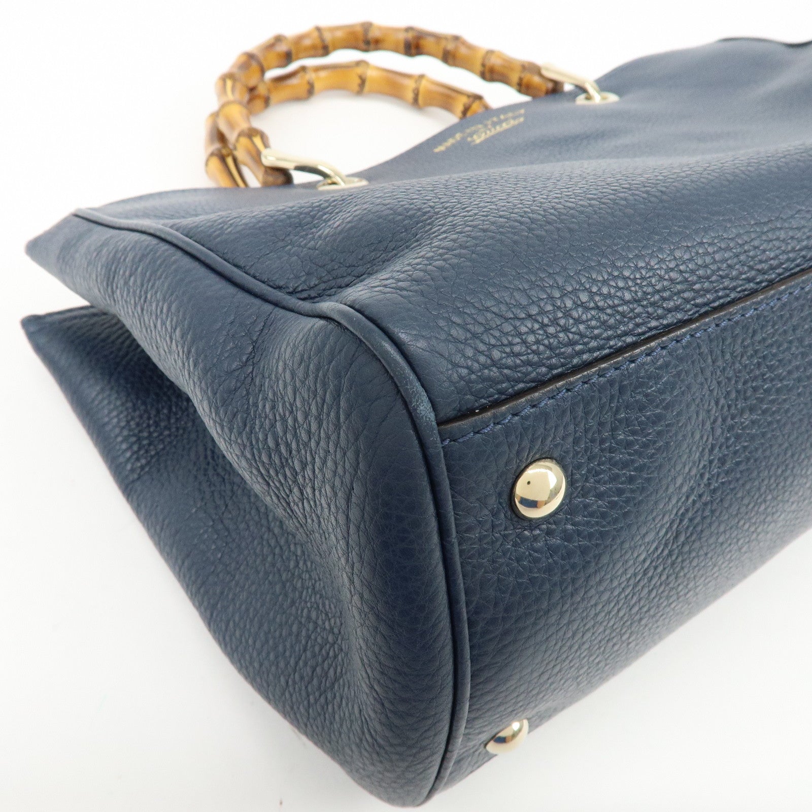 GUCCI Bamboo Shopper Medium 2Way Bag Shoulder Bag Navy 323660