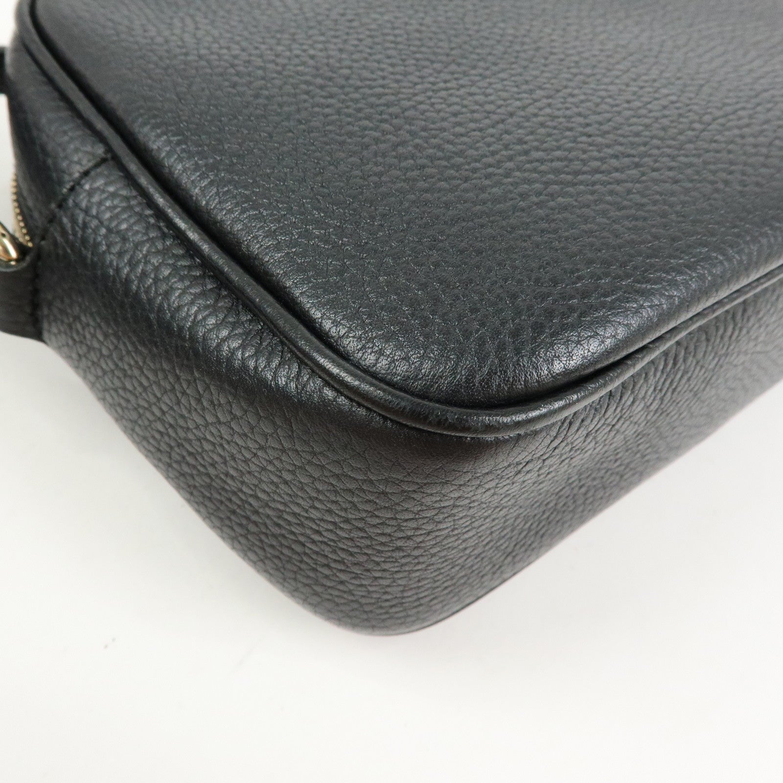 GUCCI SOHO Interlocking G Leather Shoulder Bag Black 308364