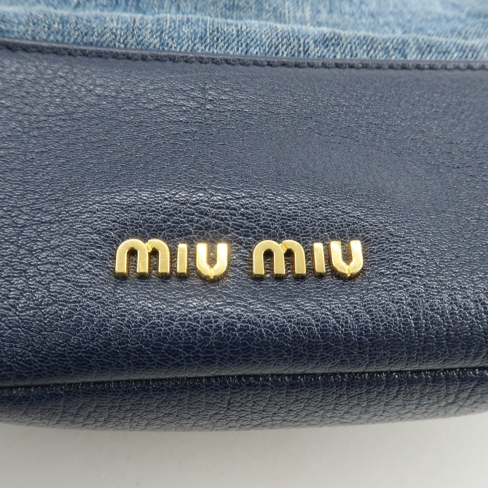 MIU MIU Madras Leather Denim 2Way Bag Hand Bag Shoulder Bag RR1951