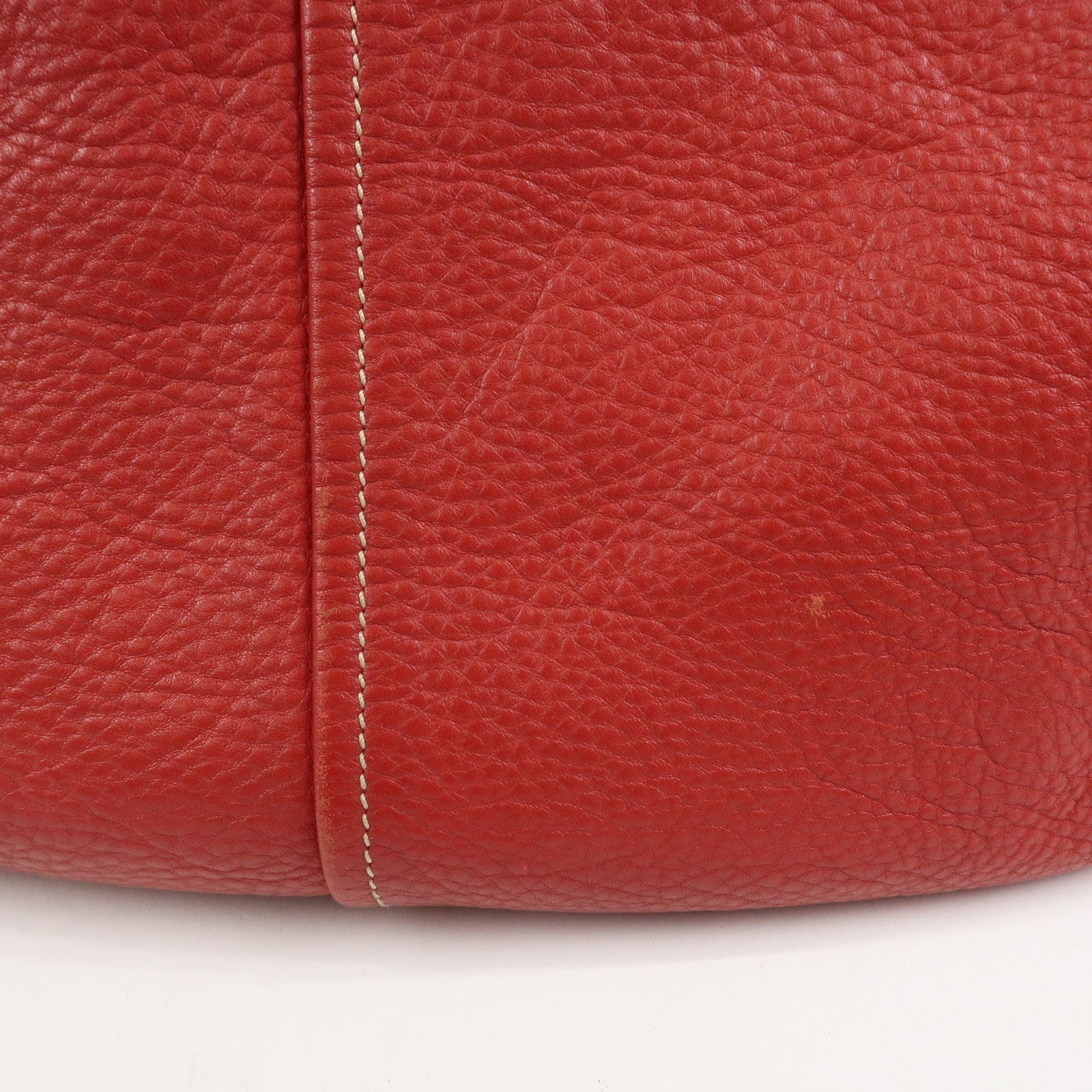 PRADA Logo Leather Shoulder Bag Hand Bag Red BR4373