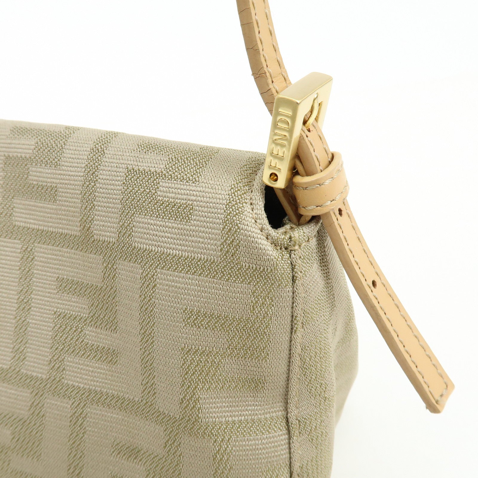 FENDI Zucca Canvas Leather Hand Bag Beige 8BR180