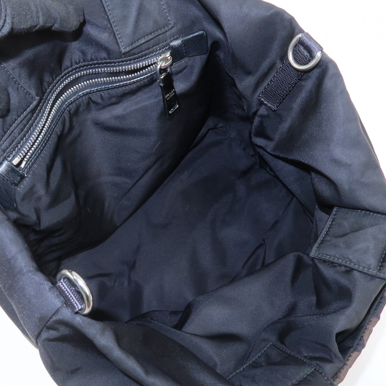 PRADATriangle Logo Nylon 2Way Hand Shoulder Bag Black Khaki BN1959