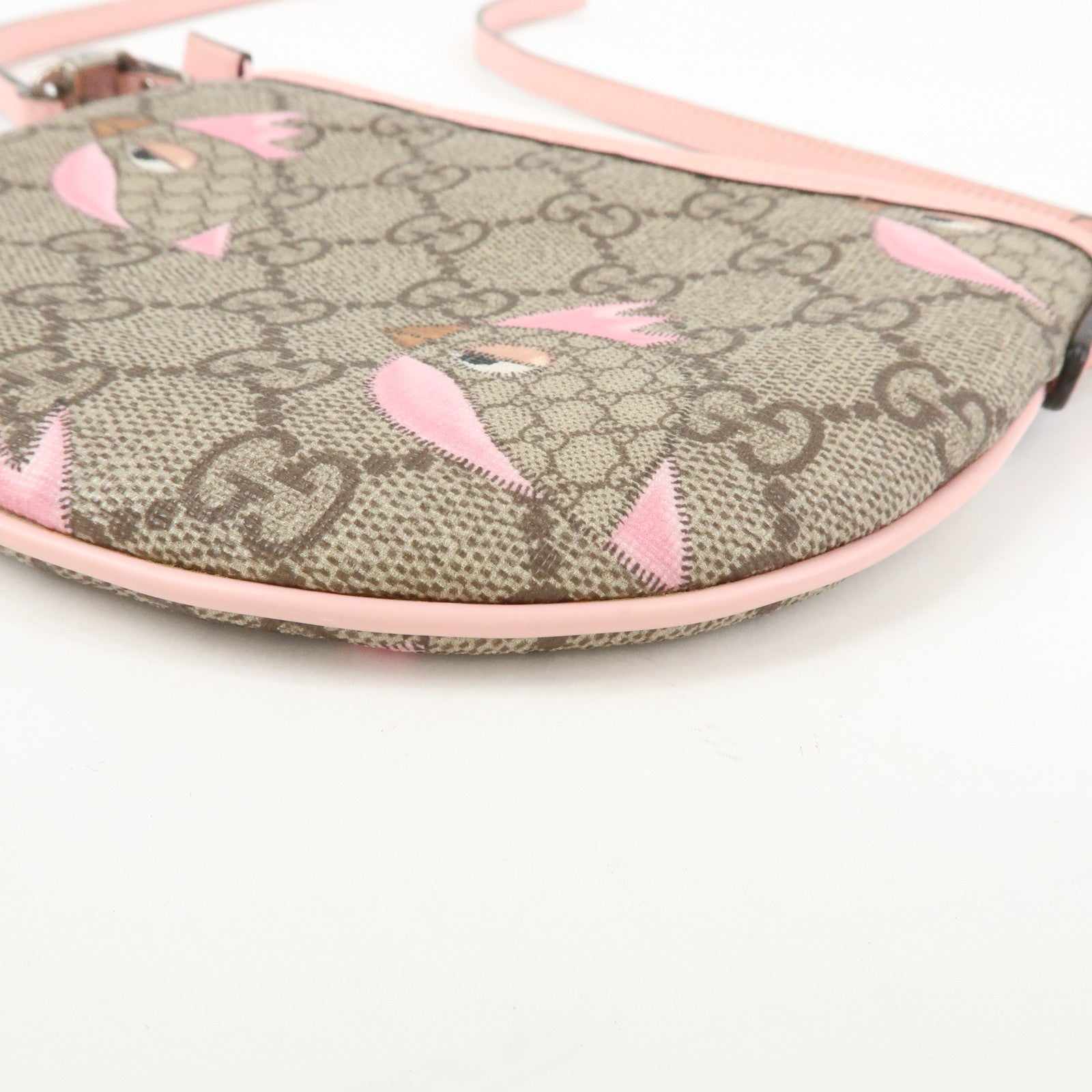 GUCCI Childrens GG Supreme Leather Shoulder Bag Beige Pink 297540