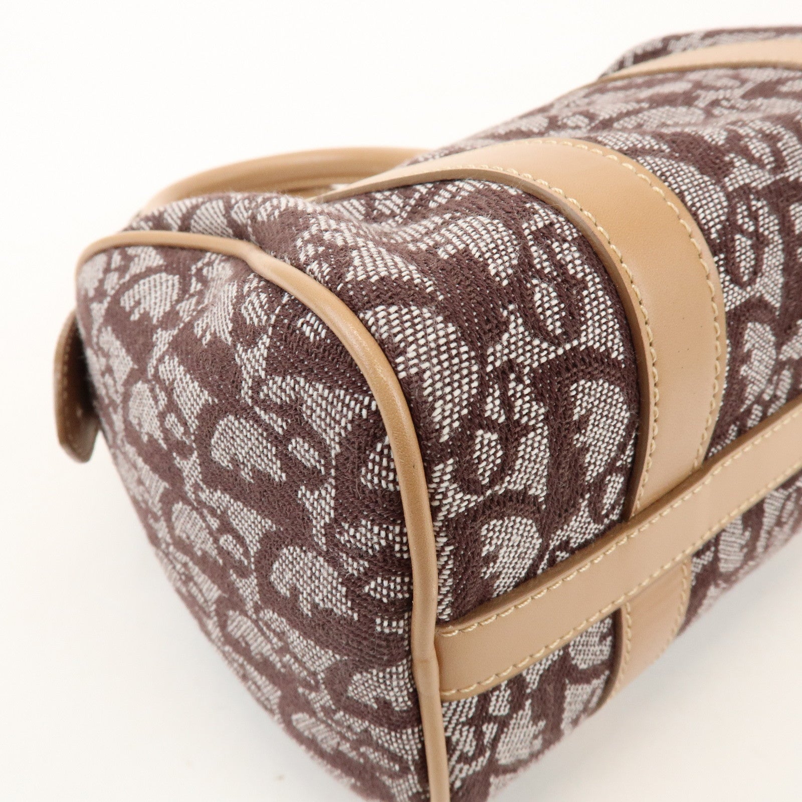 Christian Dior Trotter Jacquard Canvas Leather Mini Boston Hand Bag