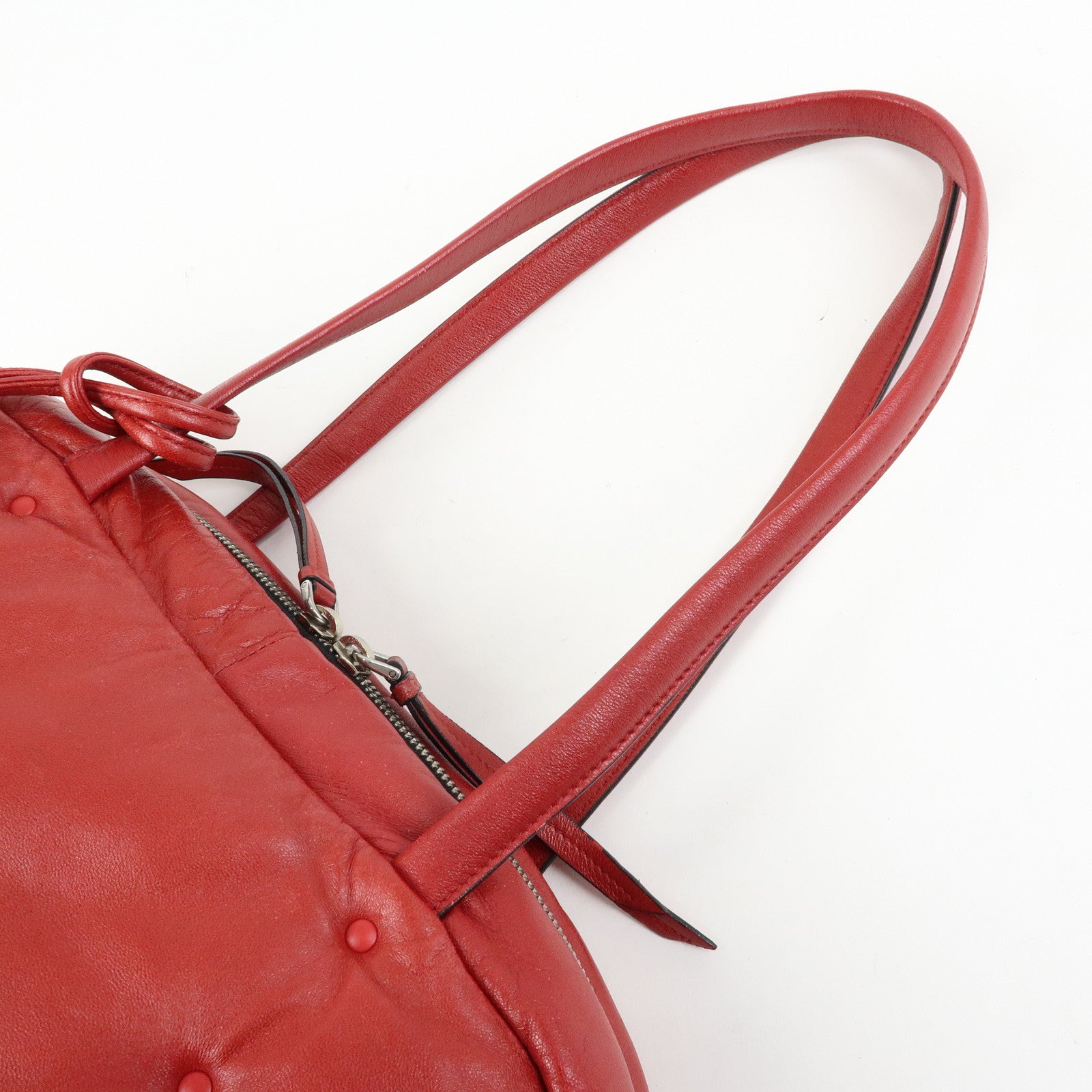 PRADA Nappa Leather Shoulder Bag Hand Bag Boston Bag Red 1BB052