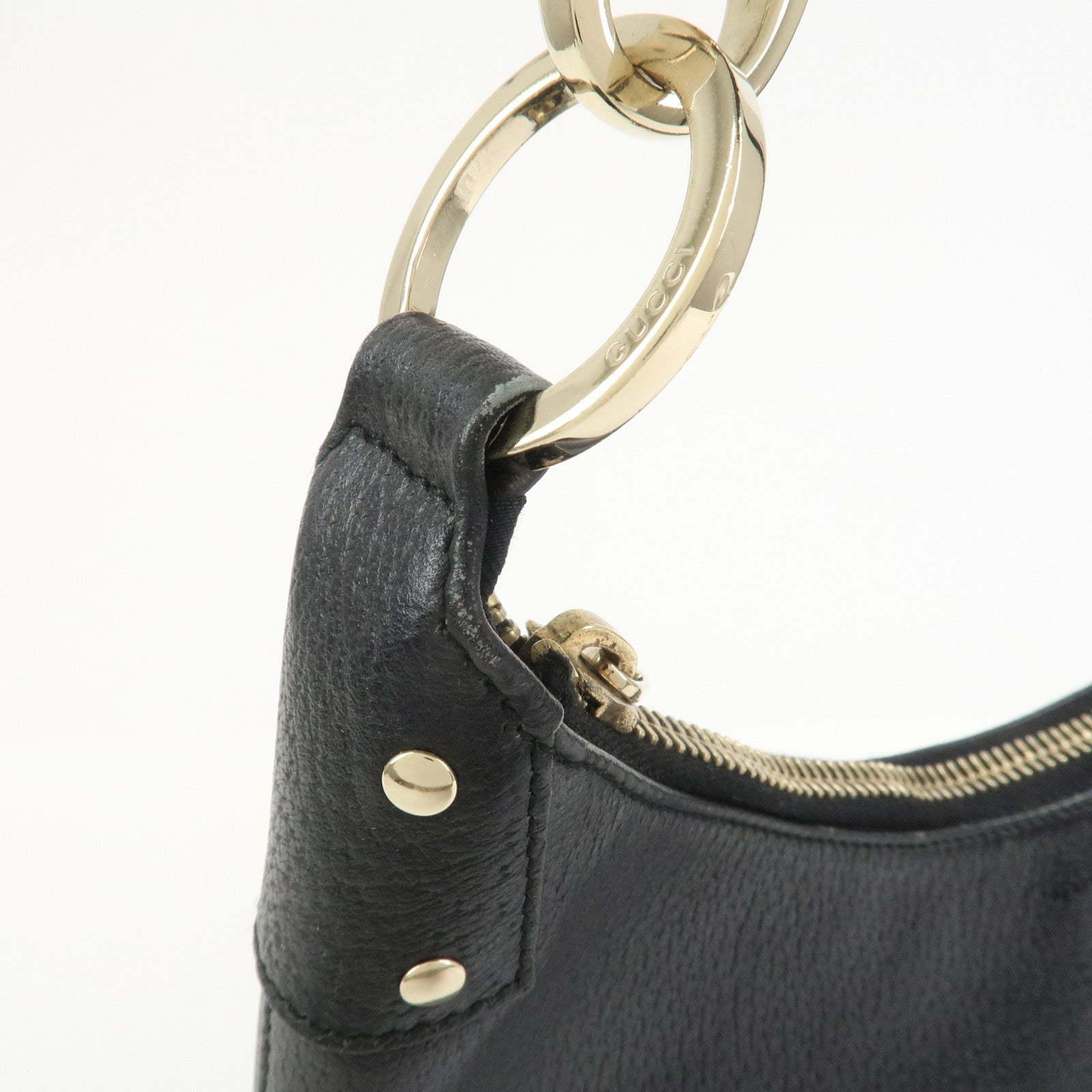 GUCCI Leather Shoulder Bag Hand Bag Black 115003