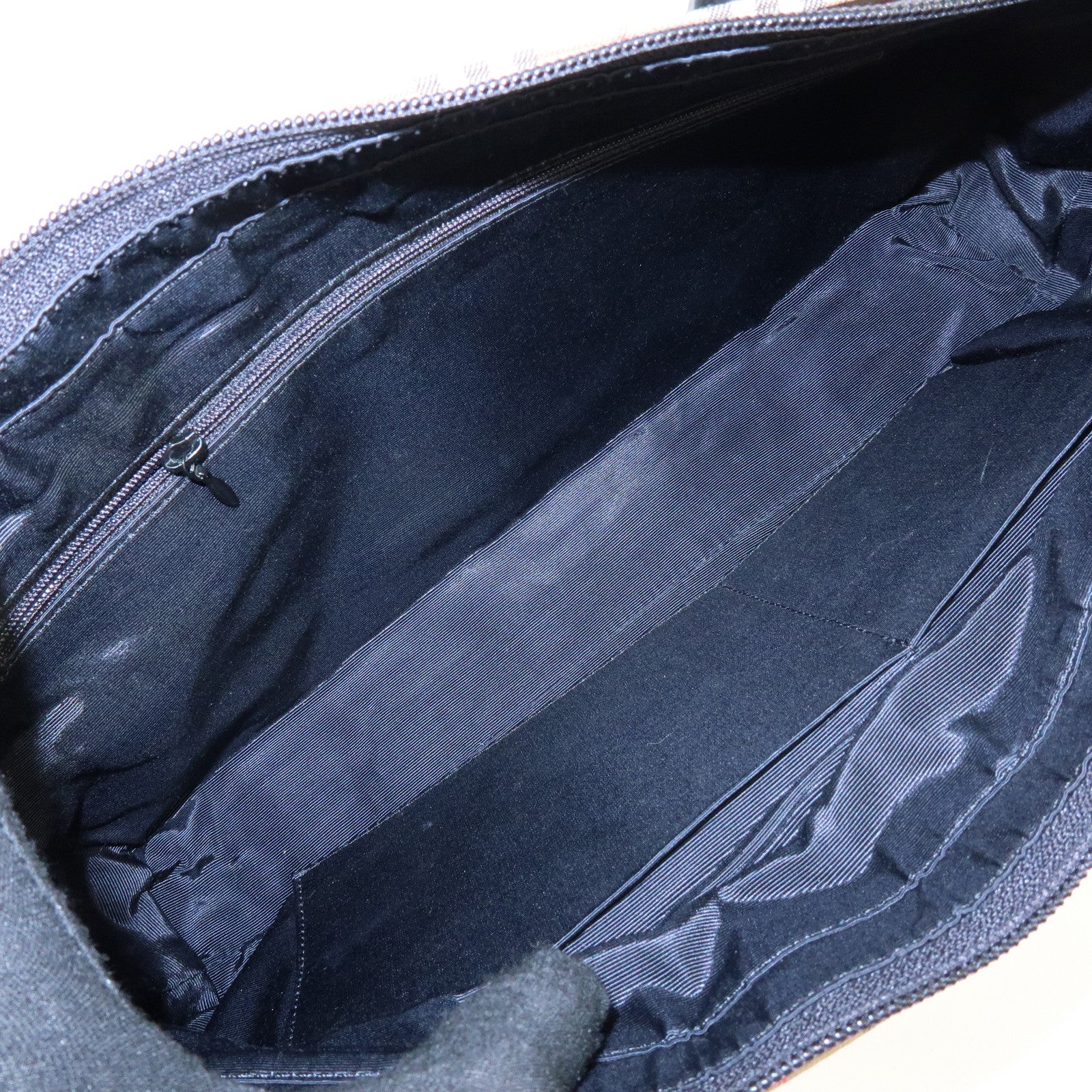 BURBERRY Canvas Leather Nova Plaid Tote Bag Hand Bag Brown Black