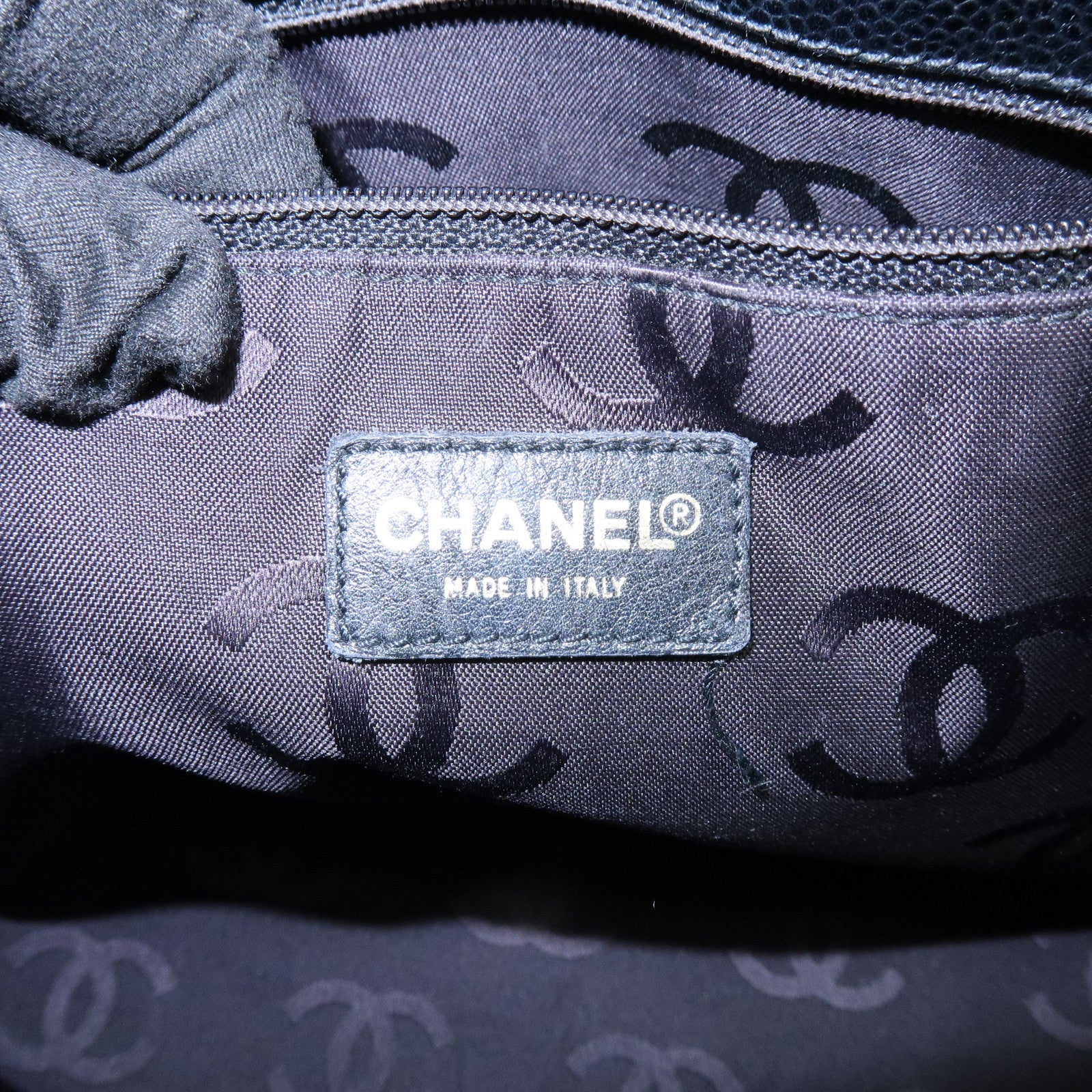 CHANEL COCO Mark Caviarskin Tote Bag Shoulder Bag Black