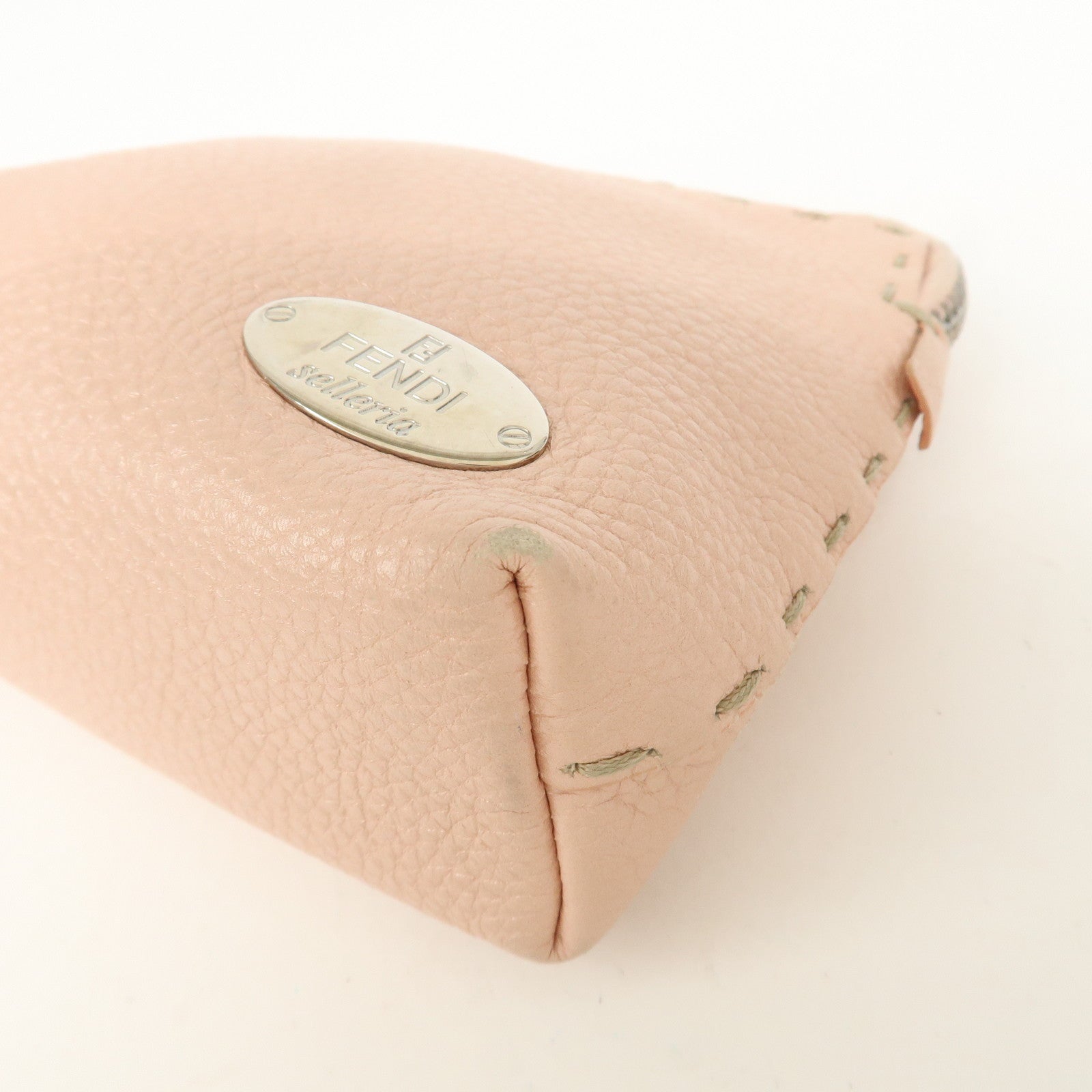 FENDI Set Of 2 Leather Zucchino Canvas Pouch Pink 8N0036 7N0038
