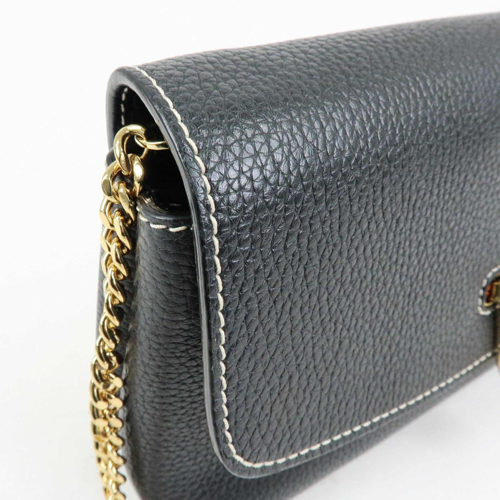 BALLY LEENA 2Way Lock Me Chain Shoulder Crossbody Clutch Bag Black