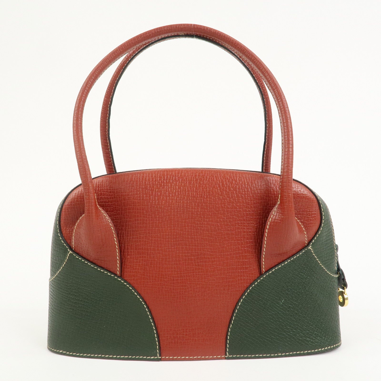 LOEWE Embossed Leather Shoulder Bag Hand Bag Green Red Brown