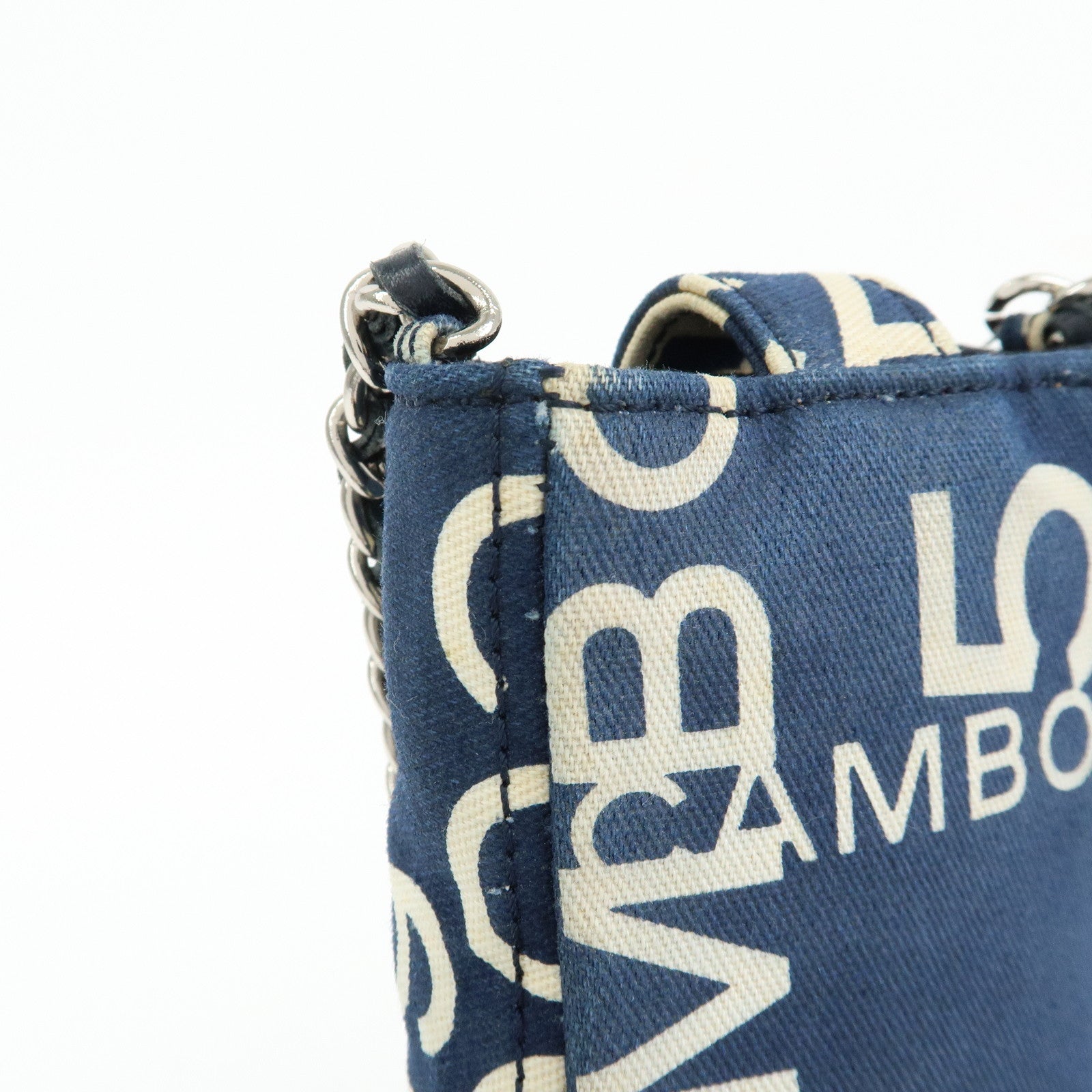 CHANEL By Sea Canvas Cell Phone Chain Shoulder Bag Navy