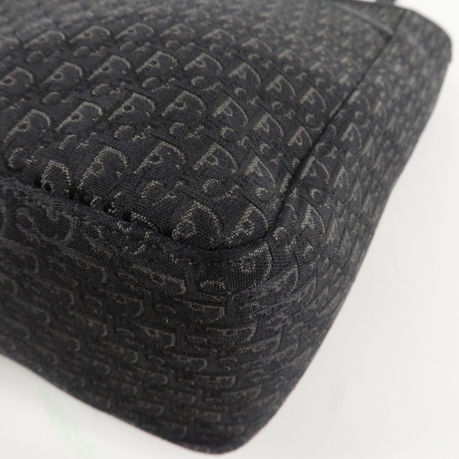 Christian Dior Trotter Leather Canvas Tote Bag Shoulder Bag Black Used