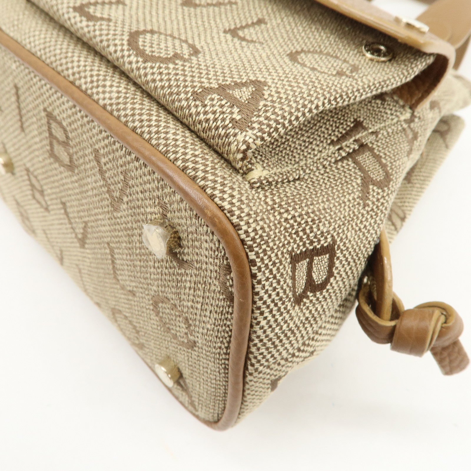 BVLGARI Logo Mania Canvas Leather Hand Bag Light Brown