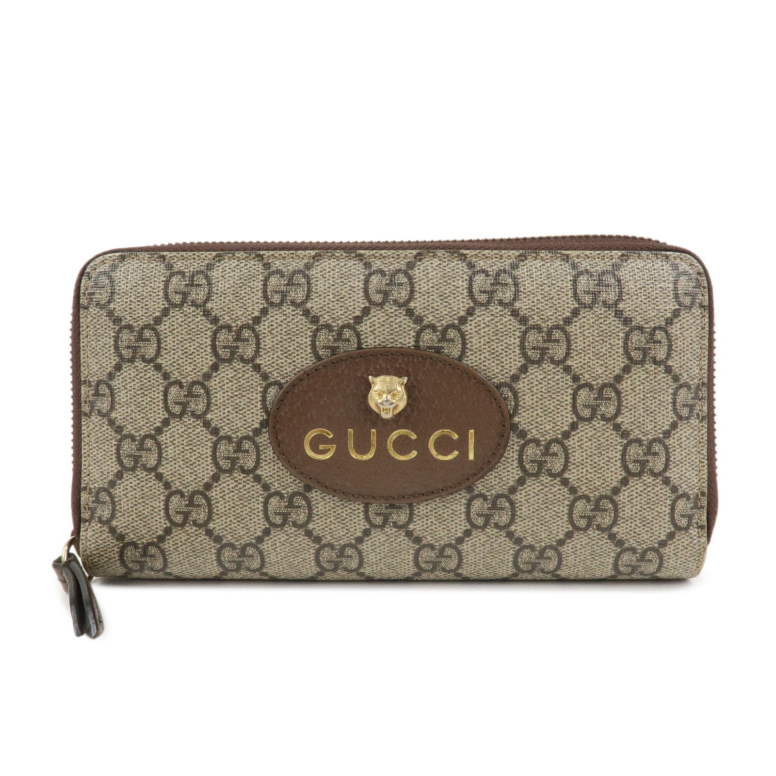 GUCCI Neo Vintage GG Supreme Round Zippy Long Wallet Beige 473953