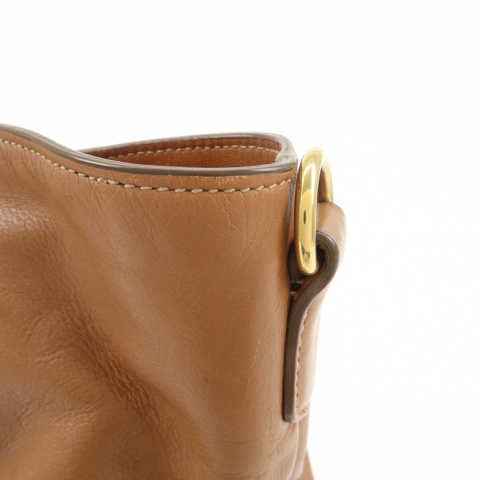 PRADA Calf Leather 2Way Bag Hand Bag Shoulder Bag Brown BN1902