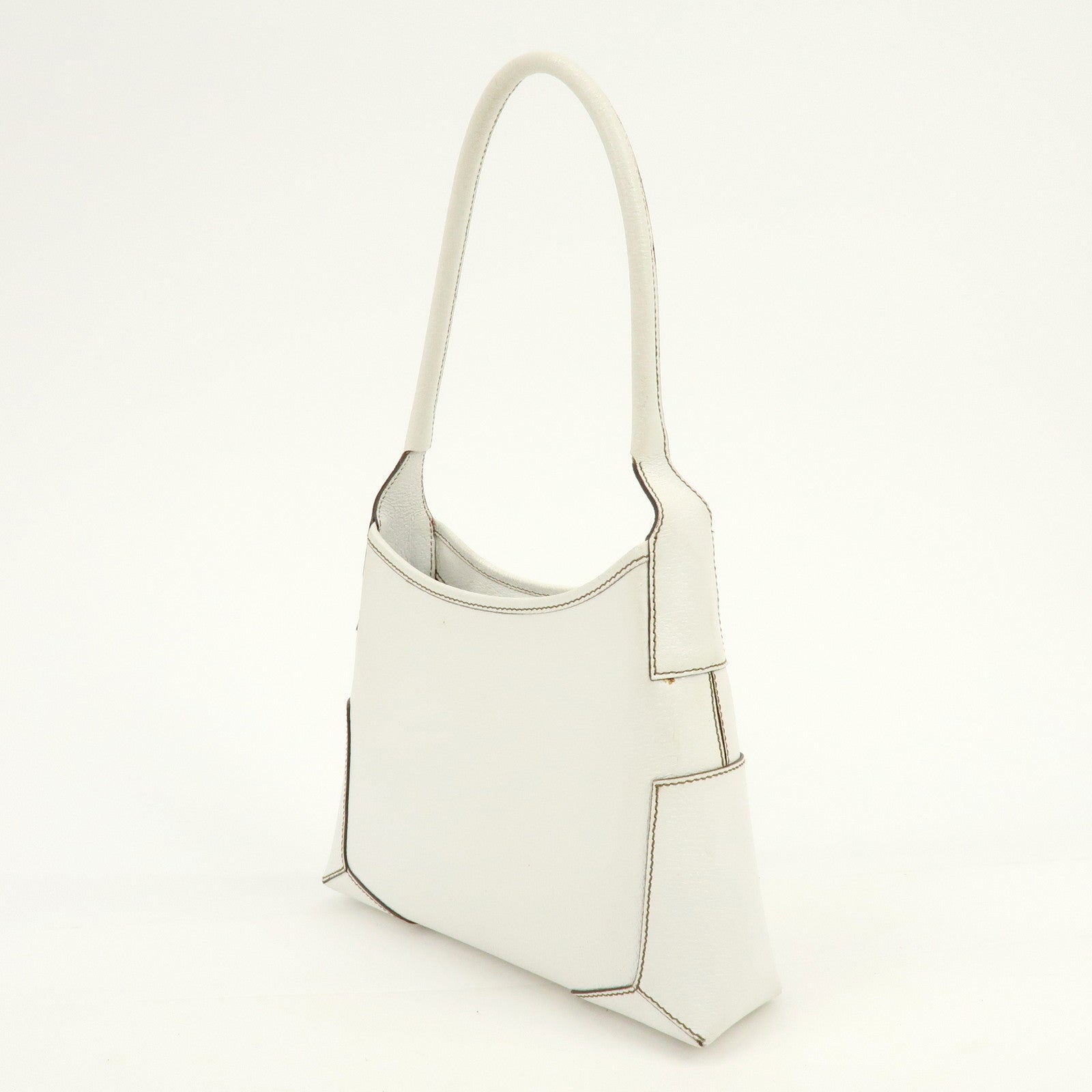 Ferragamo Leather Shoulder Bag Hand Bag White