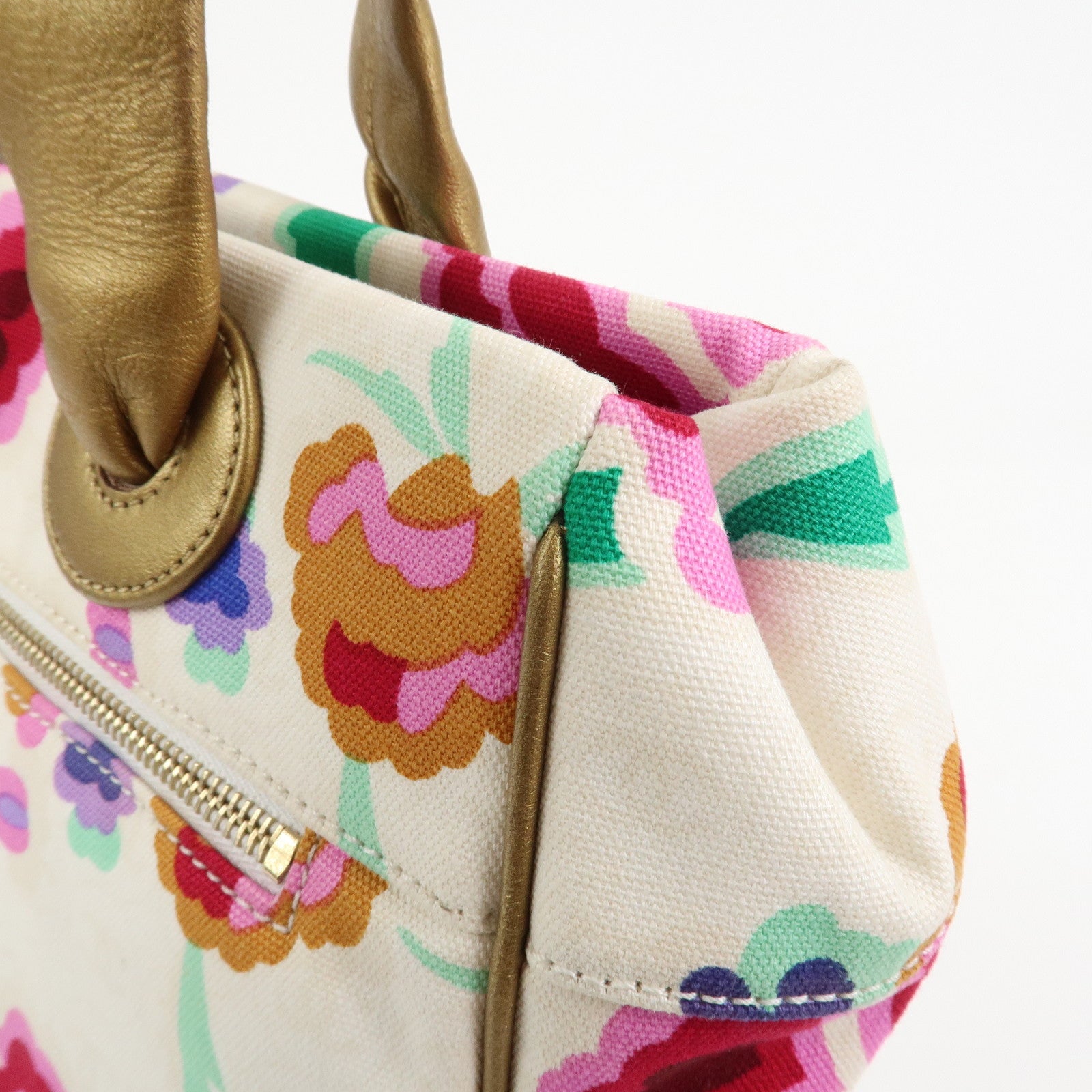 CHANEL Canvas Lamb Skin Tote Bag Shoulder Bag Flora A25388
