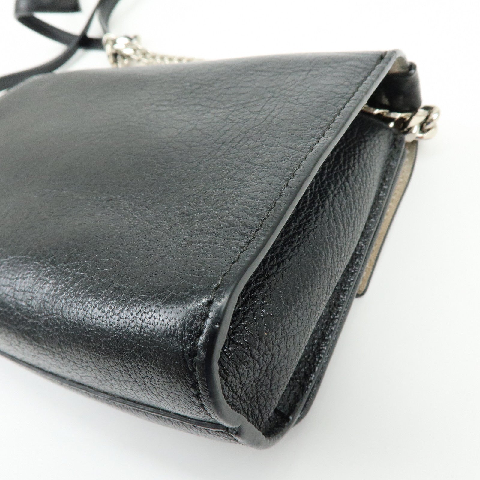 JIMMY CHOO REBEL BAG Leather Chain Shoulder Bag Crossbody Bag Black