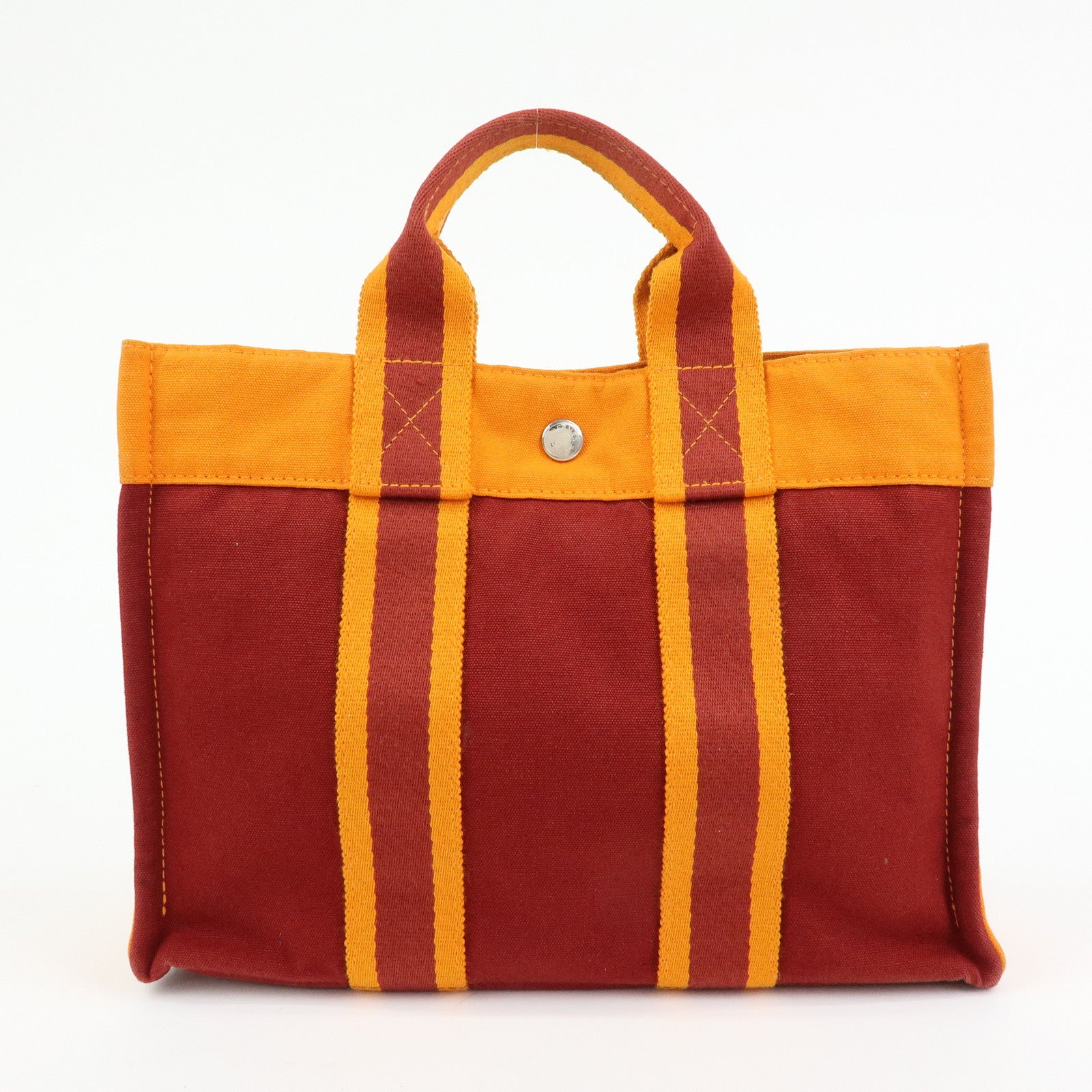 HERMES Fourre Tout PM Tote Bag FRENCH FESTIVAL OF HAWAII Red Brown