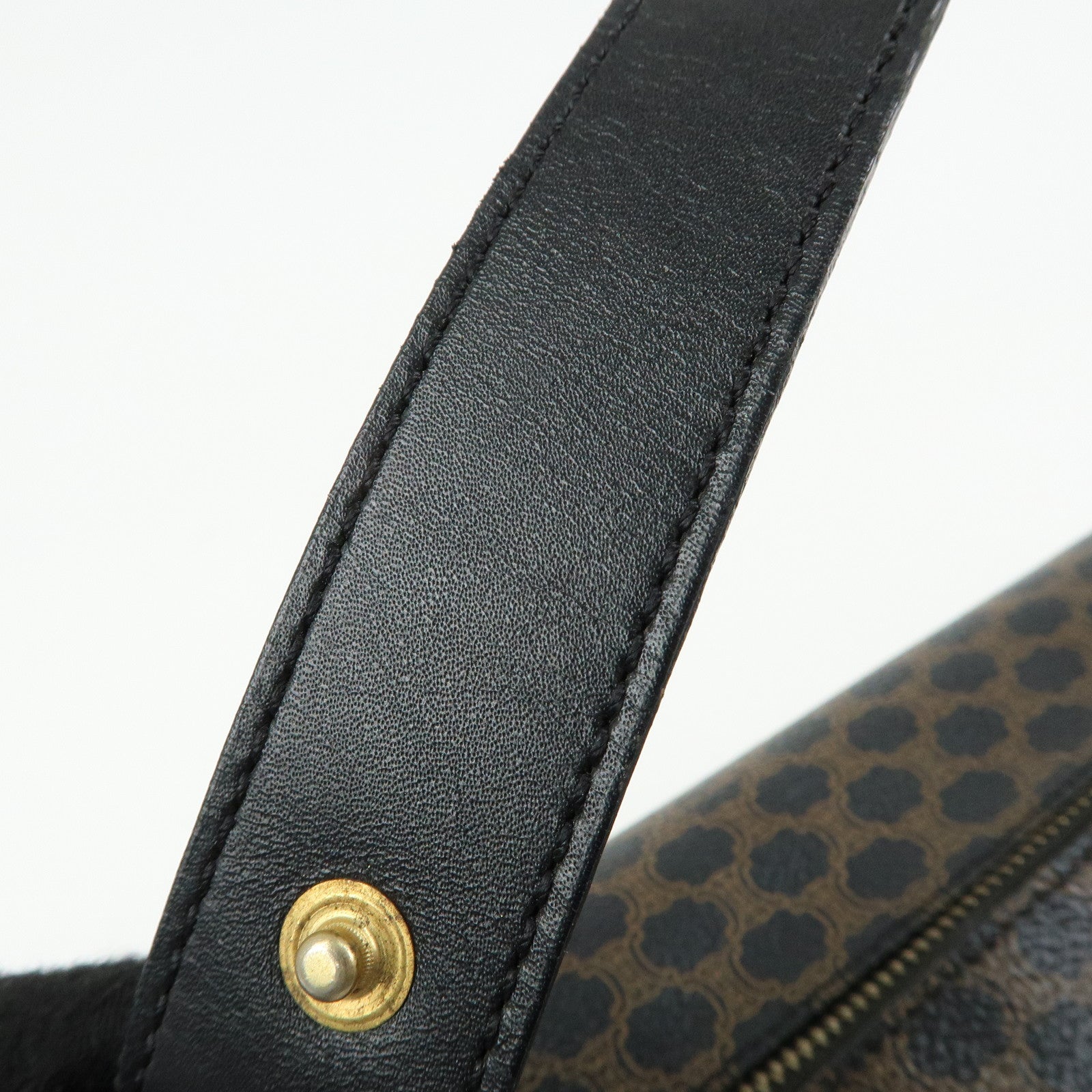 CELINE Macadam PVC Coated Canvas Leather Hand Bag Black Brown