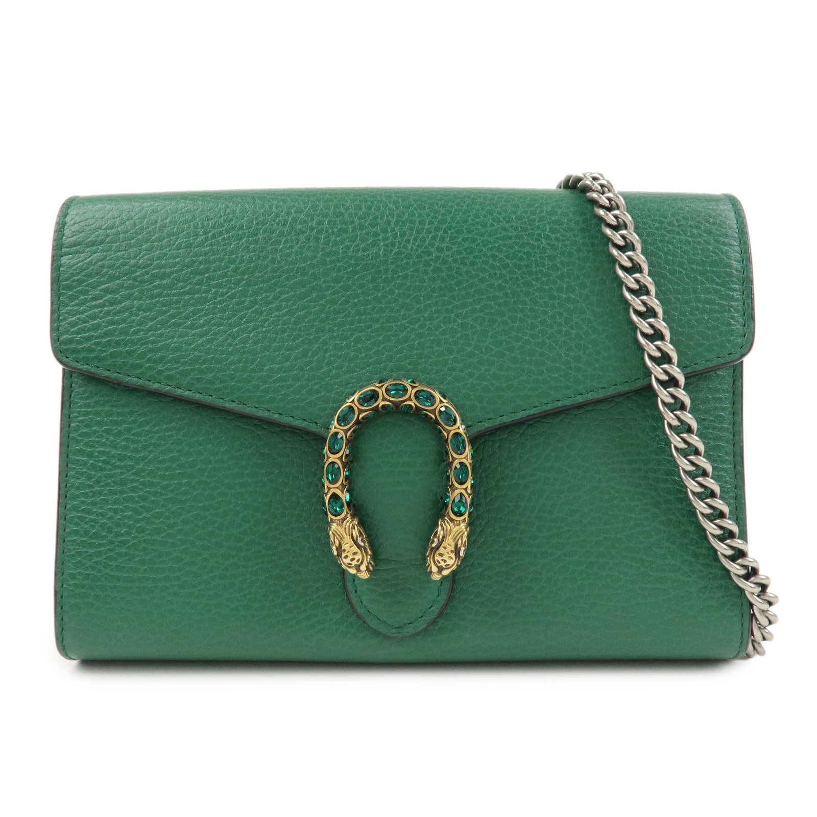 GUCCI Dionysus Leather Chain Shoulder Bag Green 401231