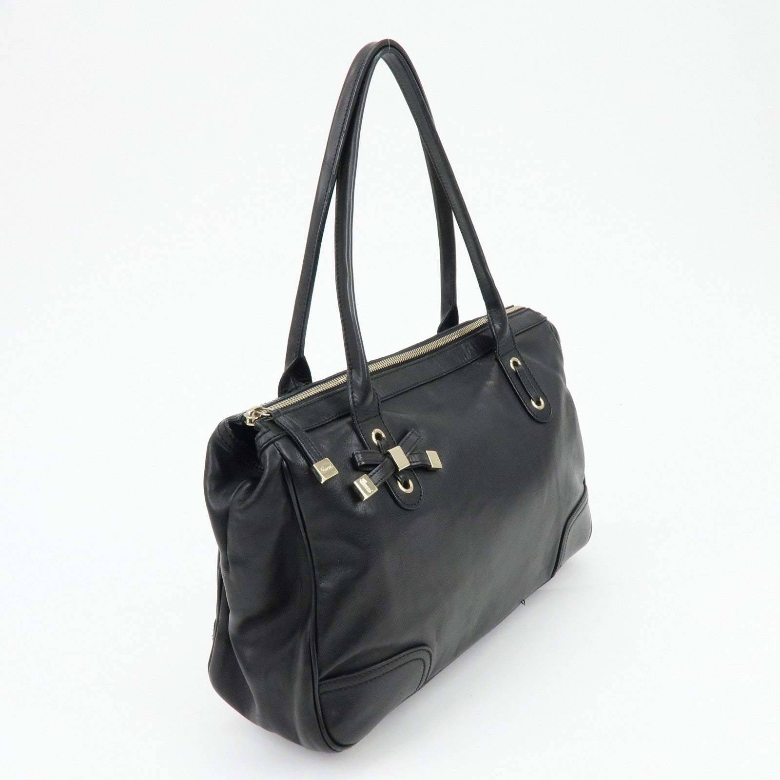 GUCCI Princy Leather Tote Bag Shoulder Bag Hand Bag Black 177052