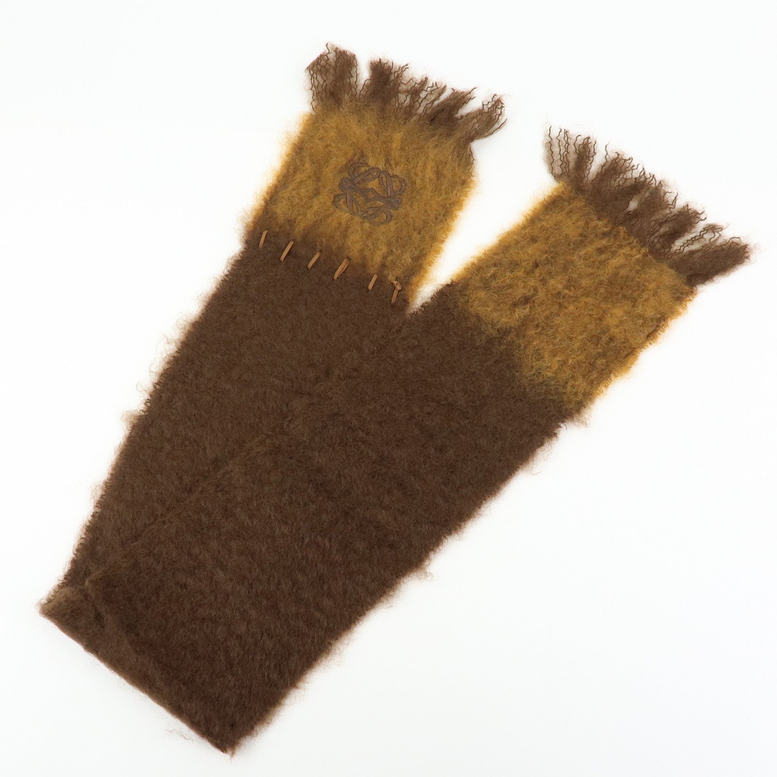 LOEWE Anagram Mohair Wool Scarf Shawl Brown Light Brown