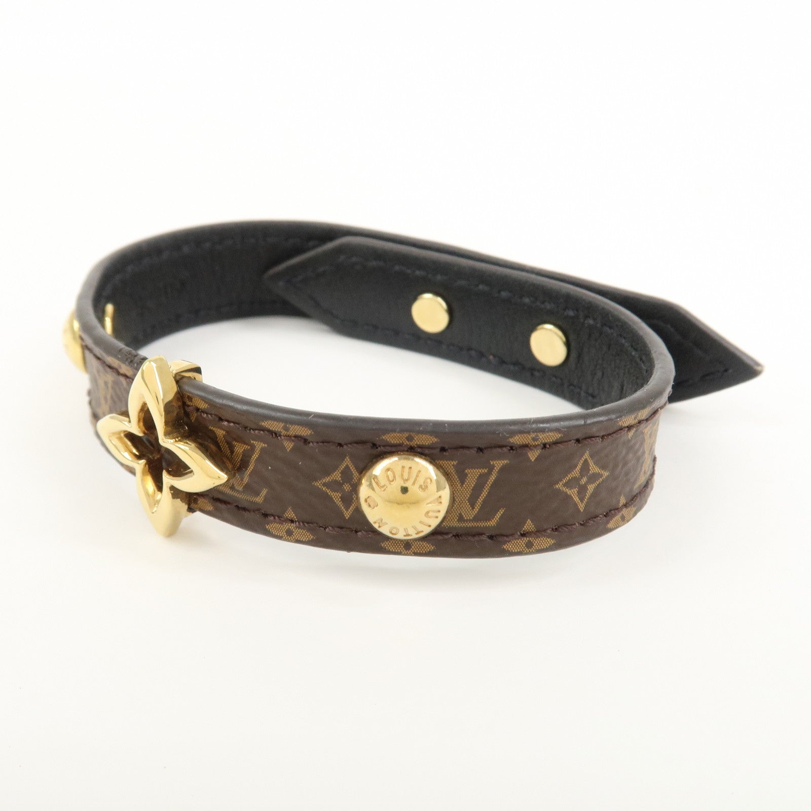Louis Vuitton Monogram Canvas Blooming Bracelet Brown Gold M6534