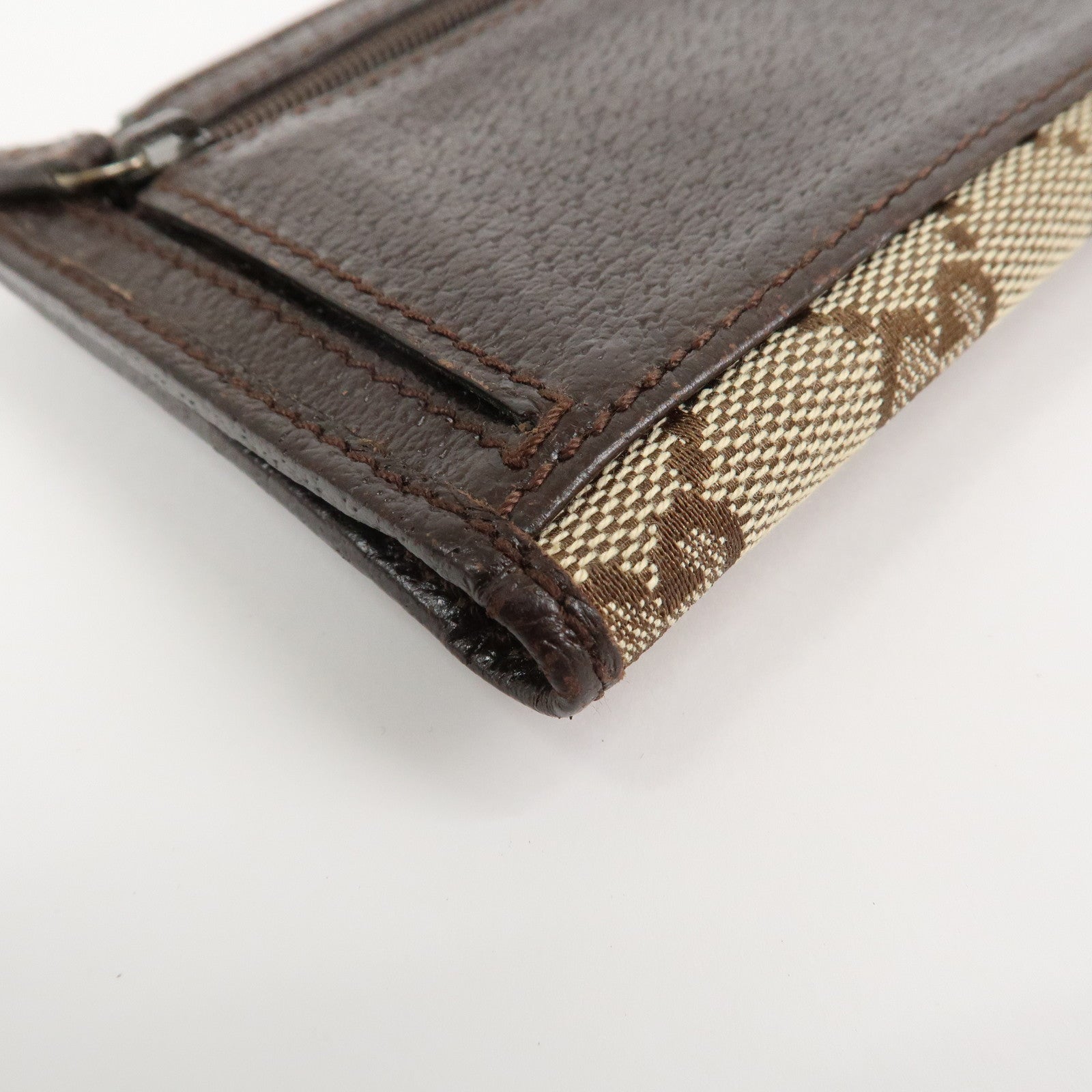 GUCCI Sherry GG Canvas Leather Bifold Compact Wallet Beige 181670